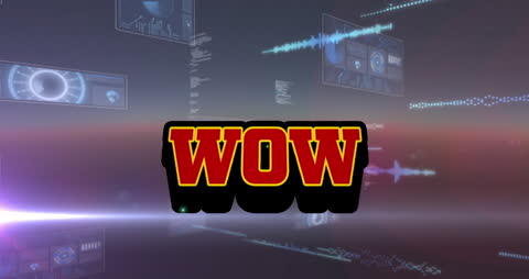 WOW Text Animation with Futuristic Data Background