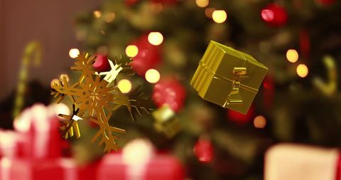 Golden Christmas Ornaments Weave Magic in Festive Holiday Scene - Download Free Stock Images Pikwizard.com
