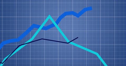 Blue Graph Lines on Data Grid Background Indicate Financial Trends - Download Free Stock Images Pikwizard.com