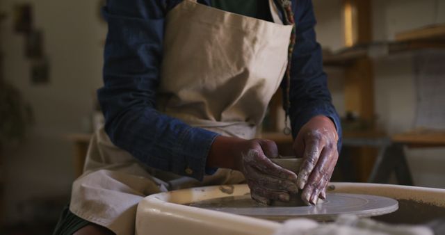 Person Shaping Clay Pot on Pottery Wheel - Download Free Stock Images Pikwizard.com