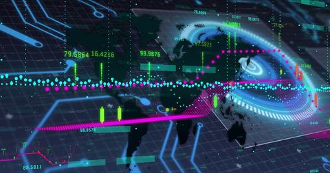 Global Digital Interface with Data Visualizations and World Map - Download Free Stock Images Pikwizard.com