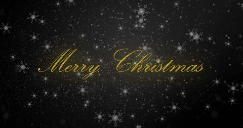 Elegant Merry Christmas Text on Snow-Filled Background