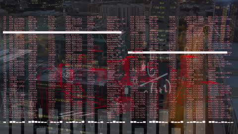 Cityscape Illuminated with Digital Data and Equations