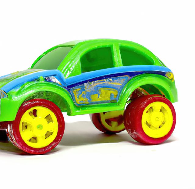 Colorful Toy Car with Red and Yellow Wheels on White Background - Download Free Stock Images Pikwizard.com