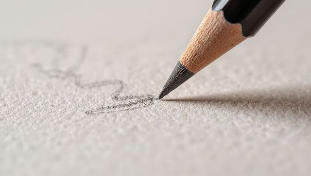 Graphite pencil sketching on textured paper macro closeup with sharp tip and grain