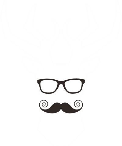 Christmas deer head silhouette with glasses transparent background