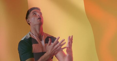 Rugby player in action with italian flag overlay