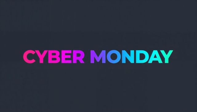 Cyber monday neon gradient banner for online sales technology deals marketing header