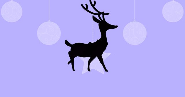 Reindeer Silhouette with Christmas Ornaments on Purple Background - Download Free Stock Images Pikwizard.com