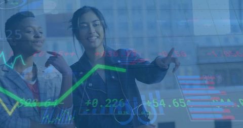 Diverse Women Analyzing Digital Financial Graphs