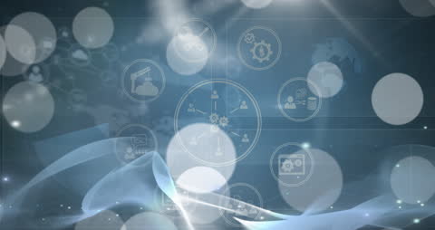 Digital Network Connections with Glowing Technology Icons