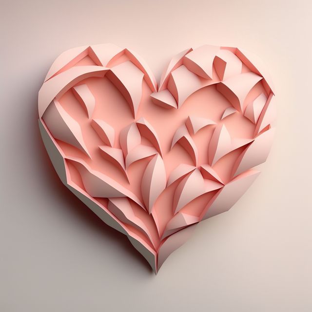 Pink heart with pattern on pink background, created using generative ai technology. Valentines day and celebration concept digitally generated image.
