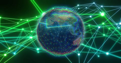 Digital Globe with Interconnected Network Lines - Download Free Stock Images Pikwizard.com