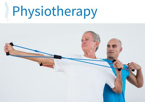 senior man practicing resistance band exercise with physiotherapist - Download Free Stock Templates Pikwizard.com