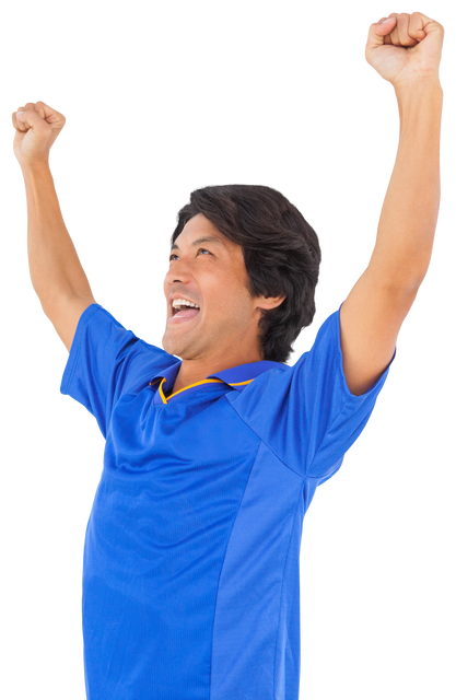 Football Player Celebrating Triumph with Arms Raised, Transparent Background - Download Free Stock Videos Pikwizard.com