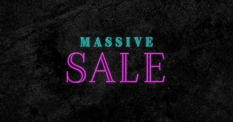 Neon Massive Sale Text on Dark Grungy Background