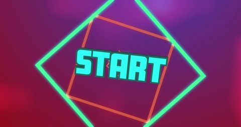 Retro Start Screen with Spinning Geometric Shapes