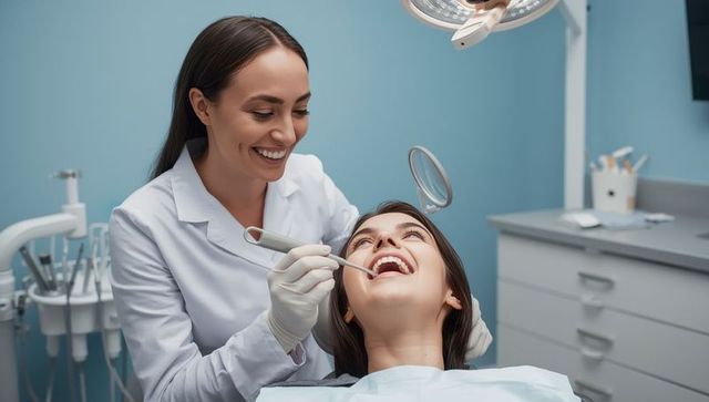 Skilled Dentist Providing Professional Dental Examination to Happy Patient