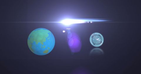 Digital Interface with Spinning Earth and Clock Symbolizing Global Connection