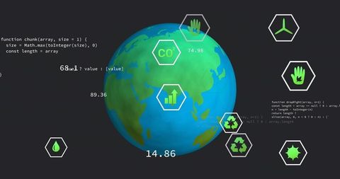 3d globe with climate metrics on digital interface