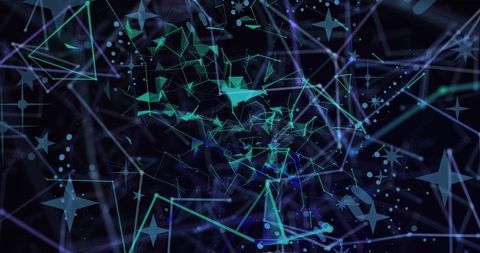 Abstract digital network with light and color effects