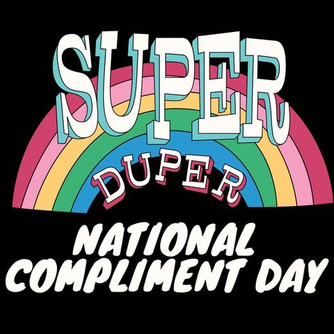 Colorful national compliment day poster with rainbow and bold text