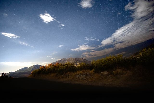 Starry Night Sky Over Scenic Mountain Landscape - Download Free Stock Photos Pikwizard.com