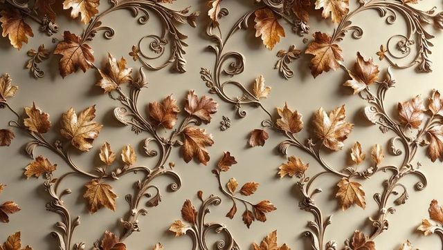 Luxurious bronze and gold ornamental wall design