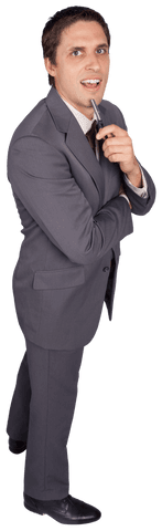 Contemplative Caucasian Businessman Isolated on Transparent Background