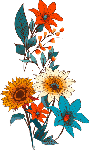 vibrant sunflower and colorful daisies on transparent background - Download Free Stock Videos Pikwizard.com