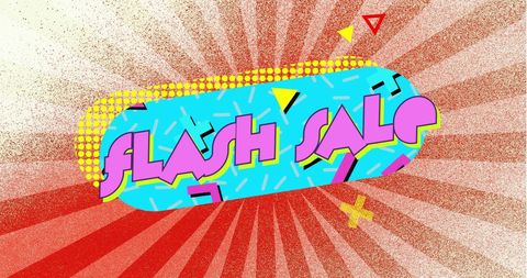 Colorful Retro Style Flash Sale Promotion Graphic