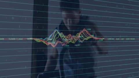 Man Exercising with Fitness Data Visualization Overlay