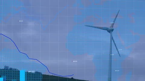 Interactive Digital Graph with Wind Turbine on Vineyard Hill