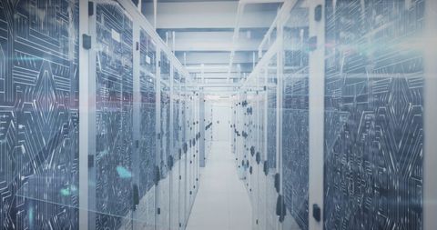 Modern Data Center with Data Visualization and Mathematical Overlays - Download Free Stock Images Pikwizard.com