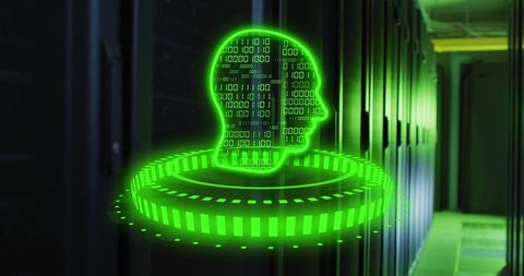 Futuristic Digital Human Head in Tech Data Server Room - Download Free Stock Images Pikwizard.com