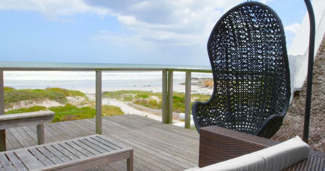 Coastal Balcony with Swing Chair Overlooking Ocean - Download Free Stock Images Pikwizard.com