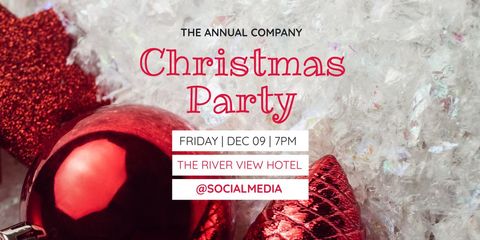 Festive Christmas Party Invitation with Red Ornaments