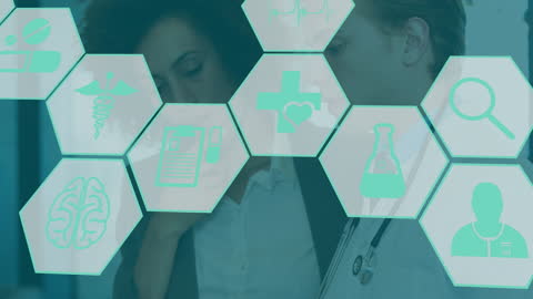 Medical Innovation Concept with Healthcare Icons Overlay