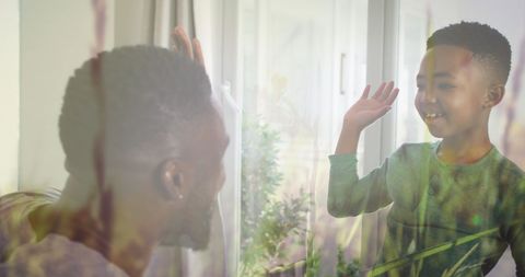 Father and Son Bonding Amid Nature Overlay