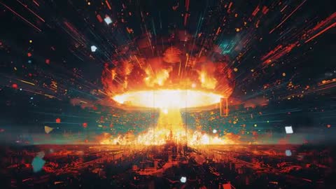 Futuristic Nuclear Explosion Creating Major Urban Destruction