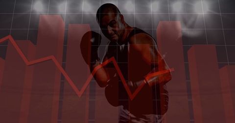 Boxer Empowered by Data Visualization Under Stadium Lights