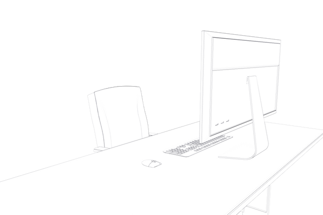 Transparent Outline Drawing of Office Desk with Computer and Chair - Download Free Stock Videos Pikwizard.com