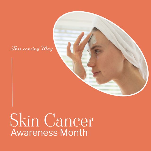 Skin Cancer Awareness Month Concept with Woman Applying Face Mask - Download Free Stock Templates Pikwizard.com