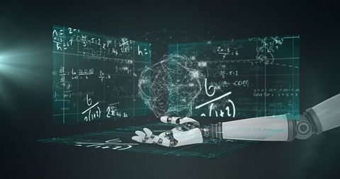 robotic arm analyzing advanced mathematical interface - Download Free Stock Images Pikwizard.com
