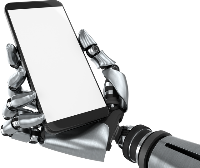 Robotic Hand Holding Smartphone on Transparent Background Vector Illustration - Download Free Stock Videos Pikwizard.com