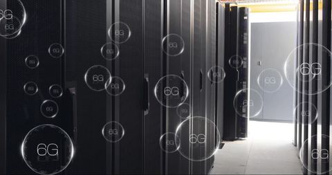 Future of Communication: Virtual 6G Signals Amidst Server Rows