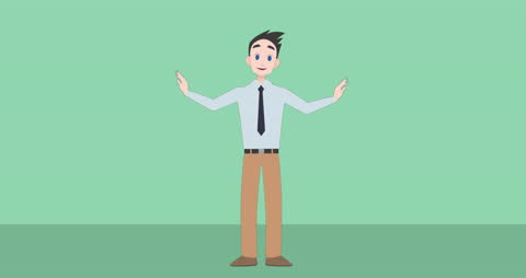 Animated Businessperson Gesturing Cheerfully on Green Background