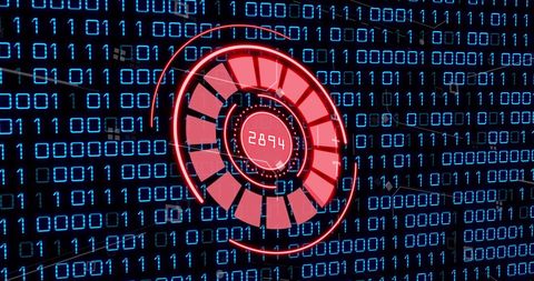 Digital Binary Data with Futuristic Red Target Interface - Download Free Stock Images Pikwizard.com