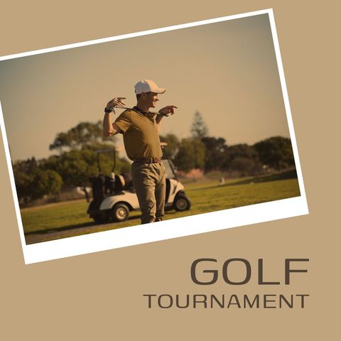 Caucasian golfer celebrating win on green golf course