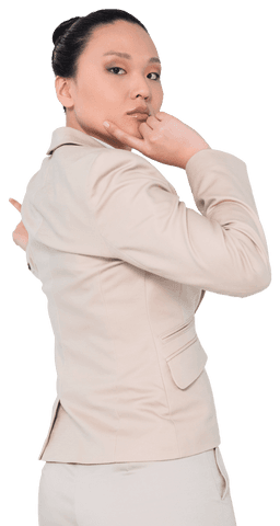 Serious Asian Businesswoman on Transparent Background Portrait